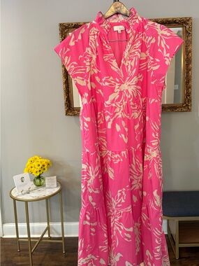 Pinch Pink and Cream Floral Maxi Dress